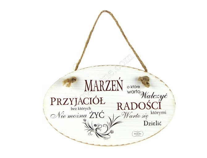 Tabliczka owal 11x18 cm TV604 - Marzeń, Przyjaciół, Radości...