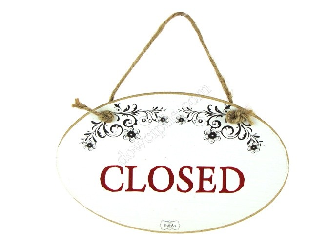 Tabliczka owal 11x18 cm TV609 - Closed