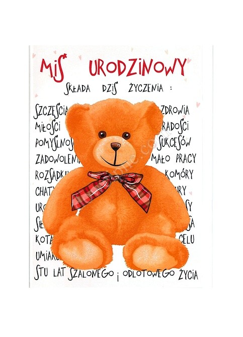 Kartka C5 - miś urodzinowy