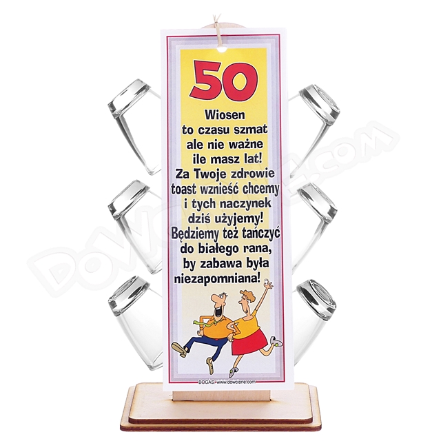 Barek kieliszki stojak kolor - 50 urodziny