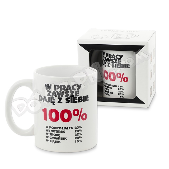 Kubek ET w opakowaniu 014 - W pracy daję z siebie 100%