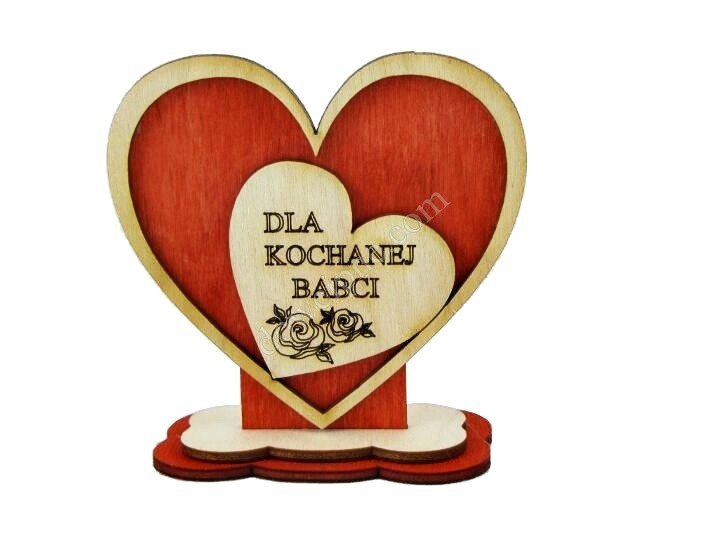 Serce drewniane małe RE - Kochanej Babci