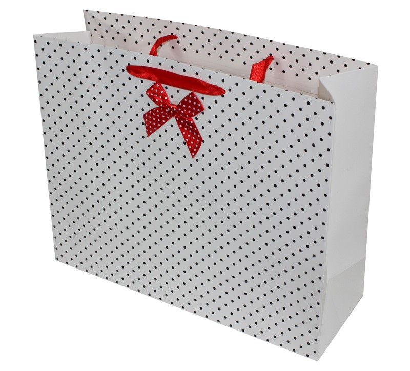 Torebka prezentowa zestaw (1 opak. - 4 szt.) BIAŁA W GROSZKI 93949