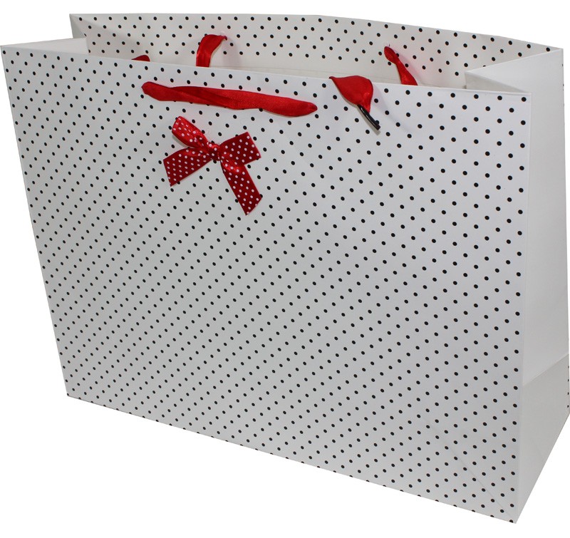 Torebka prezentowa zestaw (1 opak. - 4 szt.) BIAŁA W GROSZKI 93950