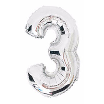 Balon foliowy CYFRA 80cm - 3 srebrna