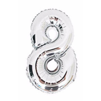 Balon foliowy CYFRA 80cm - 8 srebrna