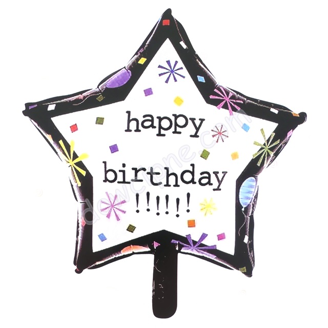 Balon foliowy GWIAZDA - Happy Birthday czarna