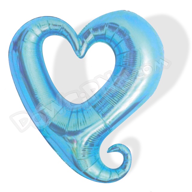 Balon foliowy Serce z ogonkiem 19 cali - niebieskie