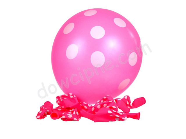 Balony grochy VP różowe w białe kropki (10 szt) BAL2