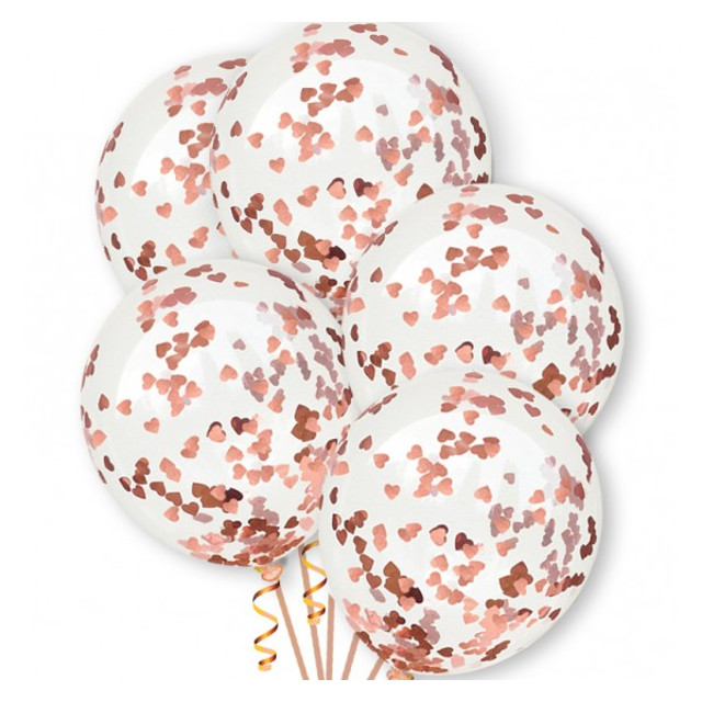 Balon przeźroczysty konfetti z serduszkami (10szt) VP