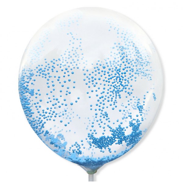 Balony przeźroczyste z niebieskimi kuleczkami (5szt.) BAL109