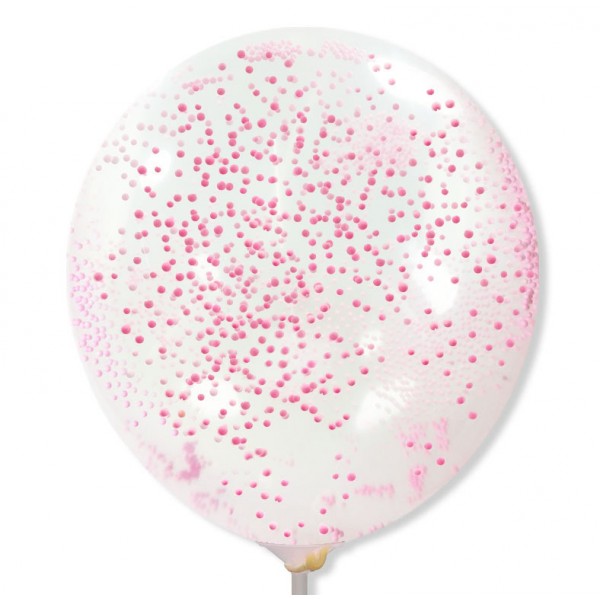 Balon przezroczysty z różowymi kuleczkami zestaw (5szt.) BAL110