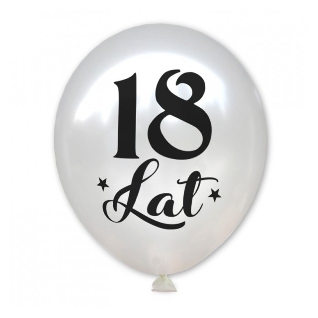 Balony urodzinowe białe metaliczne (10szt) VP - 18 Lat