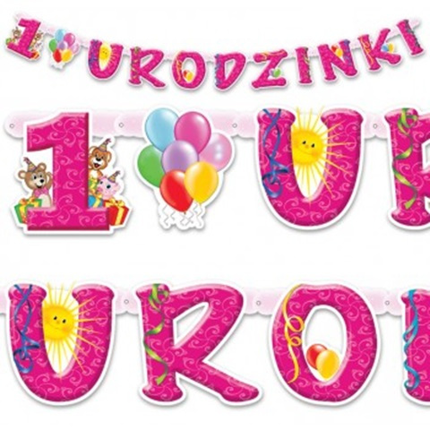 Baner - 1 urodzinki różowe (175 cm) BR19
