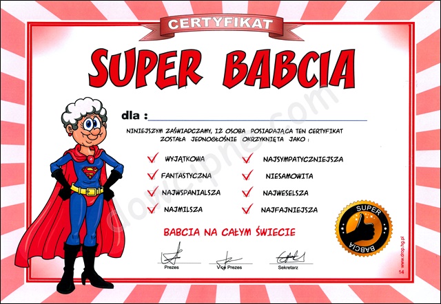 Certyfikat 014 - Babcia supermenka