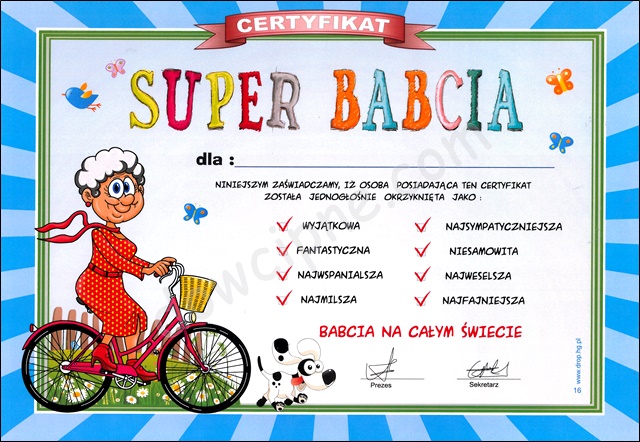 Certyfikat 016 - Babcia rower