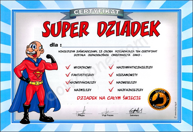 Certyfikat 010 - Dziadek superman