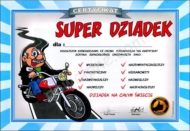 Certyfikat 011 - Dziadek motocyklista
