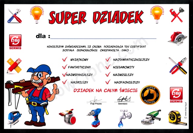 Certyfikat 013 - Dziadek złota rączka