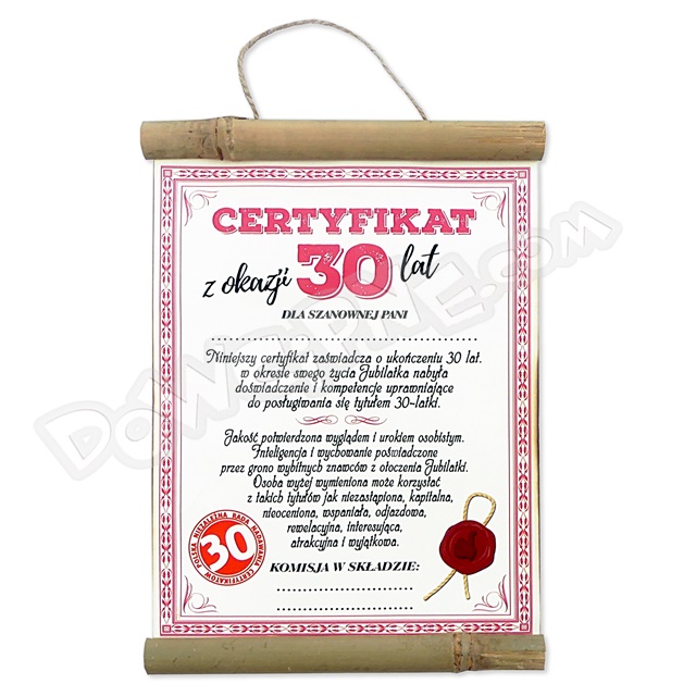 Dyplom bambus AR045 - Certyfikat 30 dla Pani