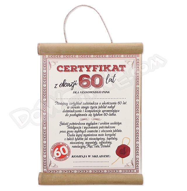 Dyplom bambus AR80- Certyfikat 60 dla Pana