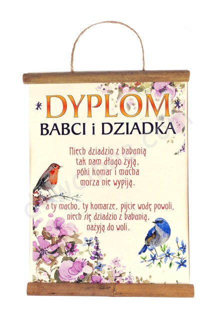 Dyplom bambus AR139 - Babci i Dziadka ptaszki