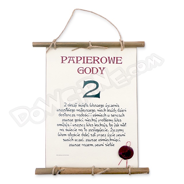 Dyplom bambus PA - 2 Rocznica Ślubu - Papierowe Gody