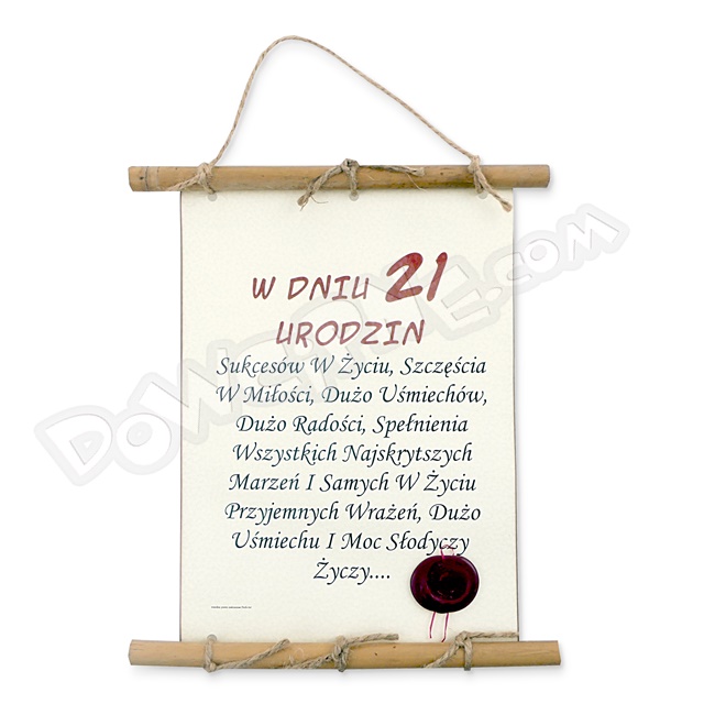 Dyplom bambus PA - W Dniu 21 Urodzin