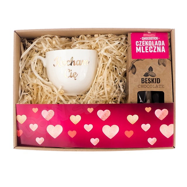 Zestaw Filiżanka 220ml + Chocostick - Kocham Cię