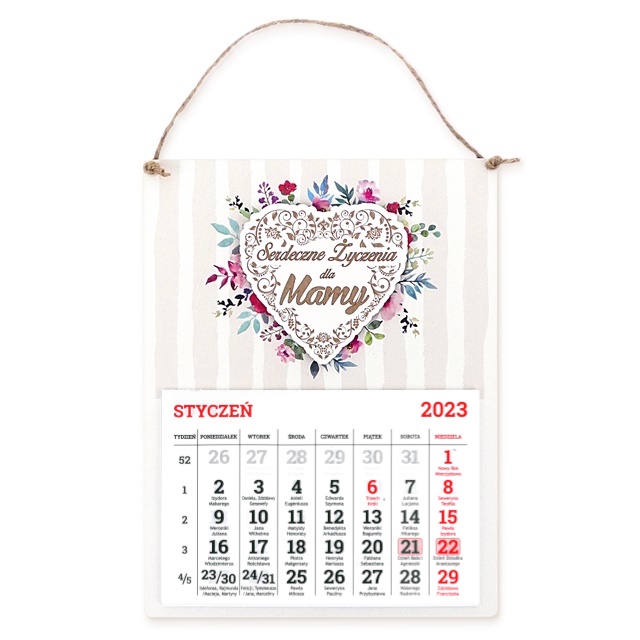 Kalendarz drewniany KK 018 - Serdeczne Życzenia dla Mamy 