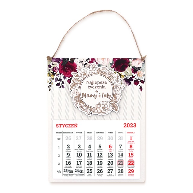 Kalendarz drewniany 2024 KK-019 - Najlepsze Życzenia dla Mamy i Taty
