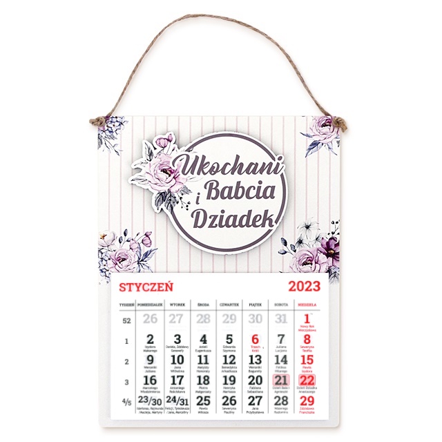Kalendarz drewniany 2024 KK-001 - Ukochani Babcia i Dziadek 