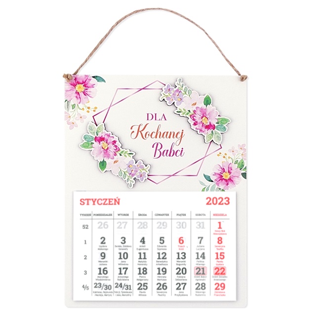 Kalendarz drewniany 2024 KK-007 - dla Kochanej Babci