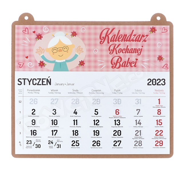 Kalendarz EKO 004 - Kalendarz Kochanej Babci