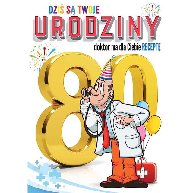 Kartka B6 - 80 lat (doktor)