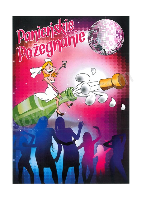 Kartka MEGA + koperta - panieńskie pożegnanie szampan
