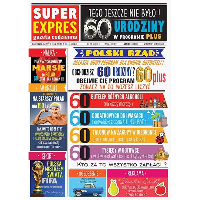 Kartka C5 - Super Expres 60 urodziny