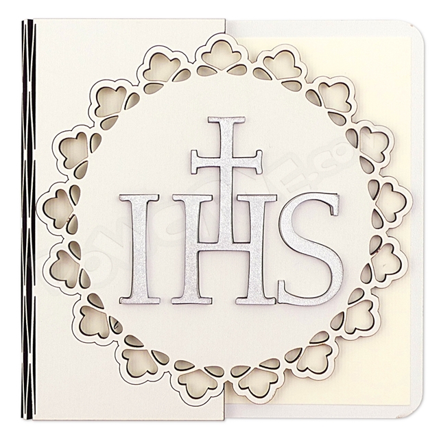 Kartka okolicznościowa RH - Pierwsza Komunia Święta (IHS srebrny)