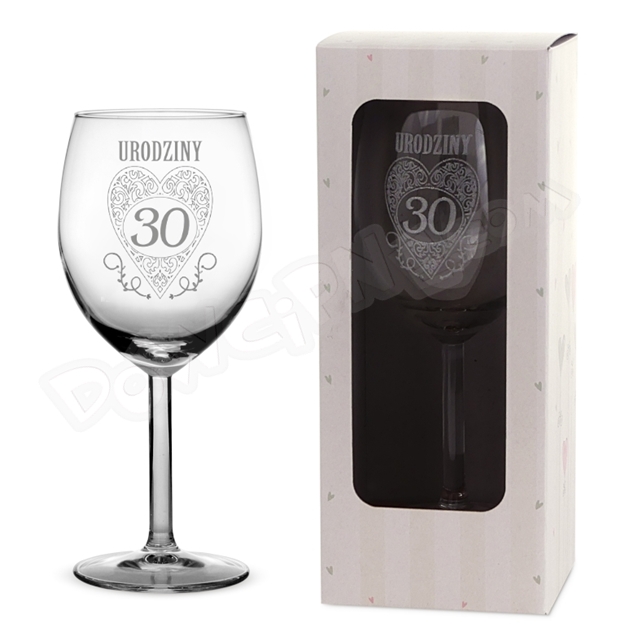 Kieliszek do WINA 300 ml - 30 Urodziny (serce)