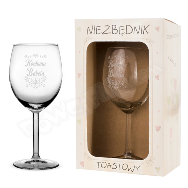 Kieliszek do WINA MEGA 440 ml - Kochana Babcia (ornament) 1