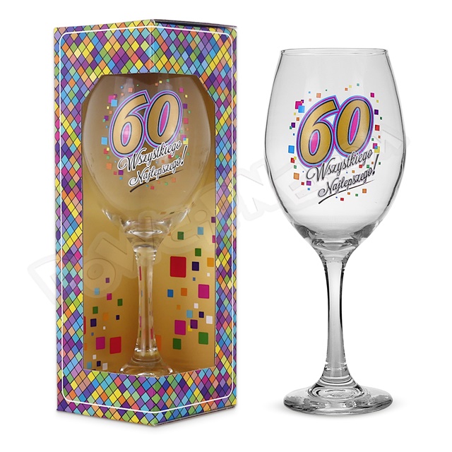 Kieliszek do wina URODZINOWA MOZAIKA - 60 urodziny