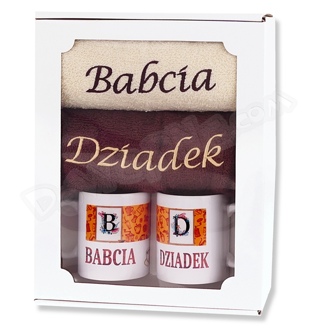 Komplet ET (Kubek 2szt. + Ręcznik 2szt.) - Babcia / Dziadek 