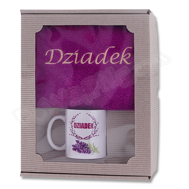 Komplet ET ręcznik + kubek - Dziadek (kwiaty)