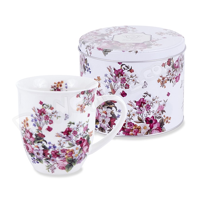 Kubek 400 ml - VINTAGE FLOWERS WHITE