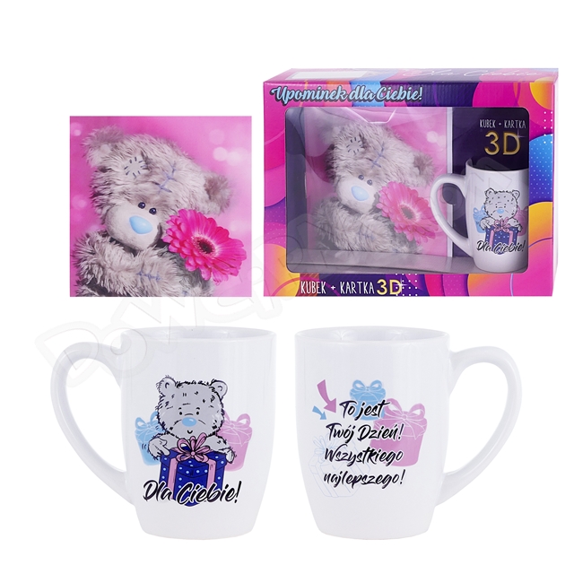 Kubek baryłka 300 ml MISIE + kartka 3D - Dla Ciebie