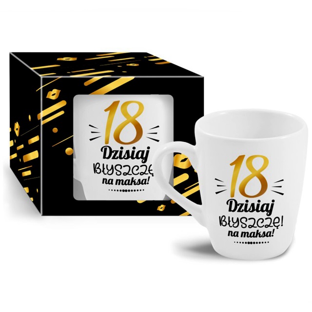 Kubek baryłka 300 ml STYLISH LOOK - 18 urodziny - Dzisiaj błyszczę na maksa!