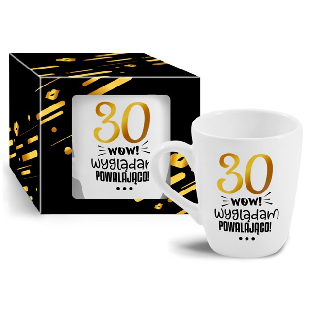 Kubek baryłka 300 ml STYLISH LOOK - 30 urodziny - Wow! Wyglądam powalająco!