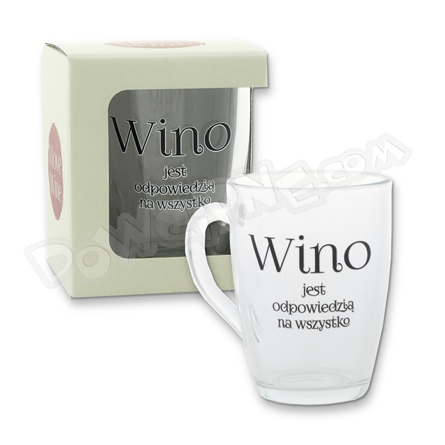 Kubek baryłka szklana I LOVE WINE - Wino jest odpowiedzią na wszystko