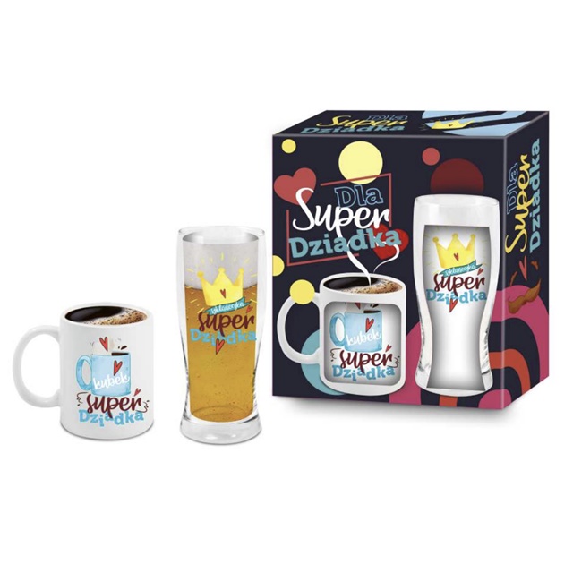 Kubek boss + szklanka do piwa zestaw DZIADEK - Kubek, szklaneczka Super Dziadka
