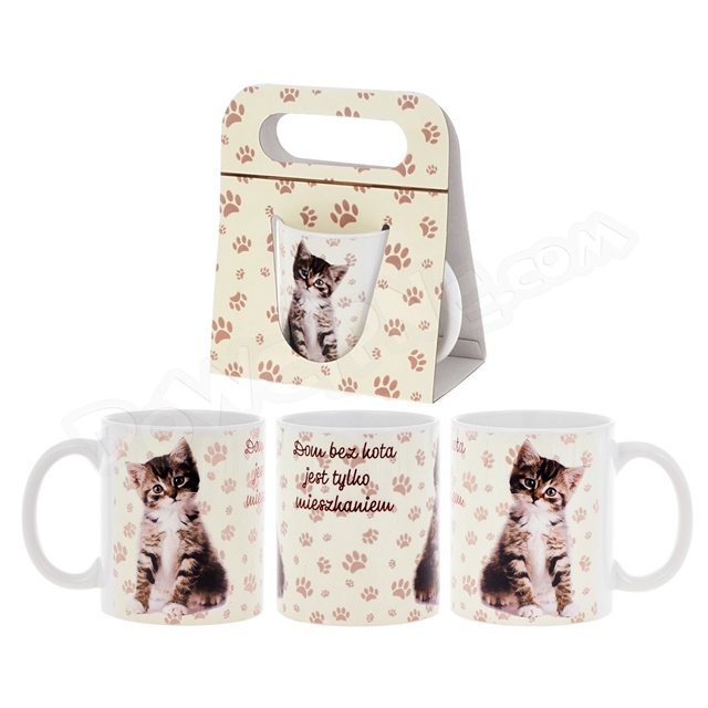 Kubek ET w opak. z uchwytem 039 - Kot (Biało-Brązowy)